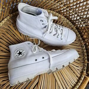 Converse All Star Platform High Top Lugged Leather Sneakers W‎ 9.5 White Chunky